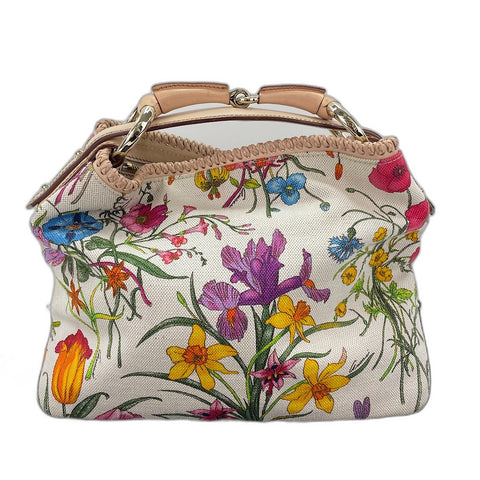 GUCCI Canvas Floral Handbag canvas multicolor WS32564
