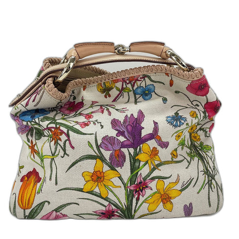 GUCCI Canvas Floral Handbag canvas multicolor WS32564
