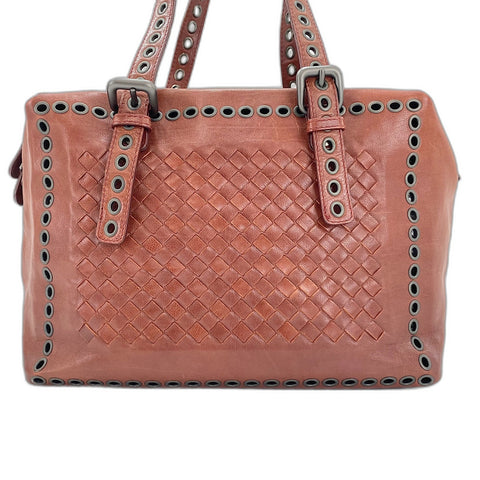 BOTTEGAVENETA punching studs Handbag leather wine-red WS32567