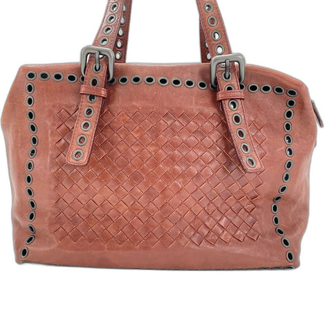 BOTTEGAVENETA punching studs Handbag leather wine-red WS32567