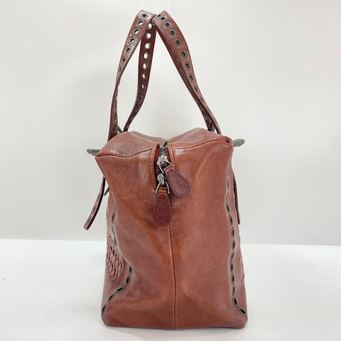 BOTTEGAVENETA punching studs Handbag leather wine-red WS32567