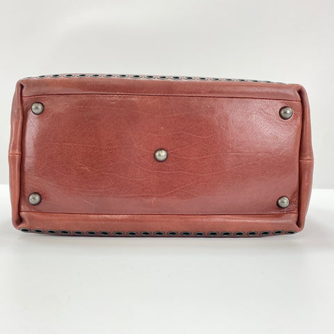 BOTTEGAVENETA punching studs Handbag leather wine-red WS32567