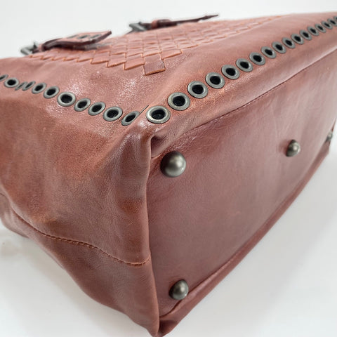 BOTTEGAVENETA punching studs Handbag leather wine-red WS32567