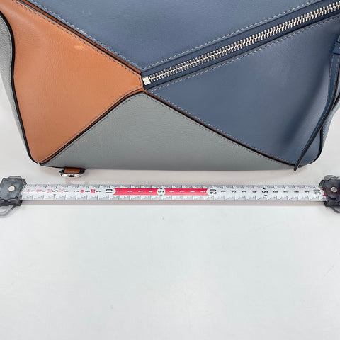 LOEWE Puzzle Bag Medium 2WAY Handbag leather blue WS32570