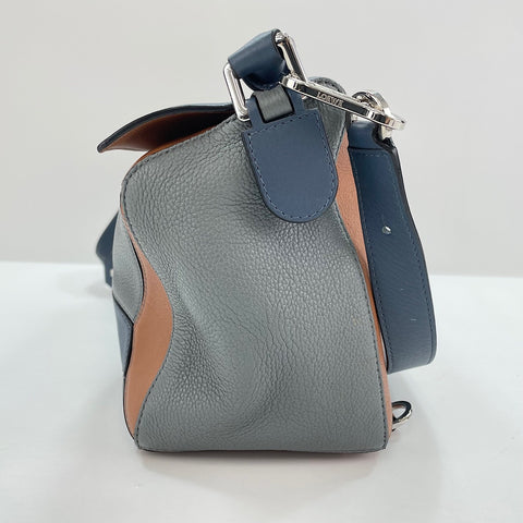 LOEWE Puzzle Bag Medium 2WAY Handbag leather blue WS32570