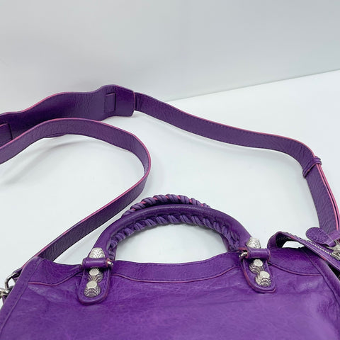 BALENCIAGA Giant Mini City 2WAY Handbag leather purple WS32578