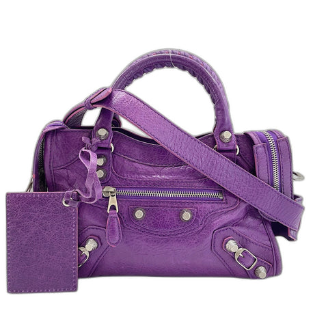BALENCIAGA Giant Mini City 2WAY Handbag leather purple WS32578