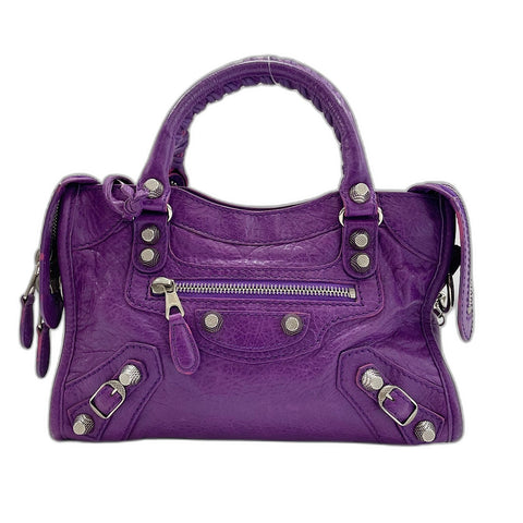BALENCIAGA Giant Mini City 2WAY Handbag leather purple WS32578