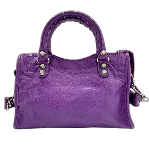 BALENCIAGA Giant Mini City 2WAY Handbag leather purple WS32578