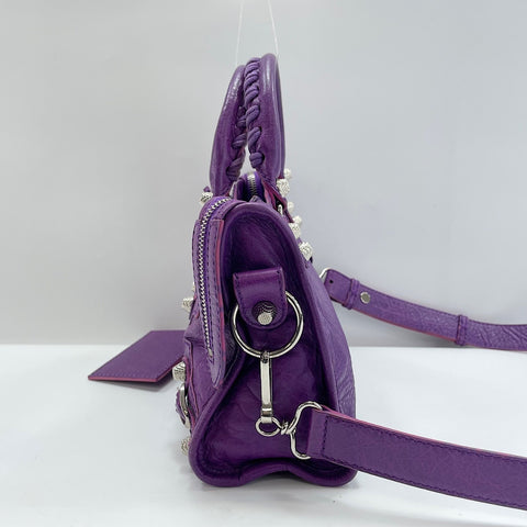 BALENCIAGA Giant Mini City 2WAY Handbag leather purple WS32578
