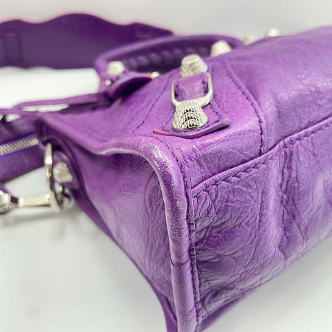BALENCIAGA Giant Mini City 2WAY Handbag leather purple WS32578