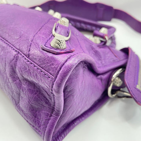 BALENCIAGA Giant Mini City 2WAY Handbag leather purple WS32578