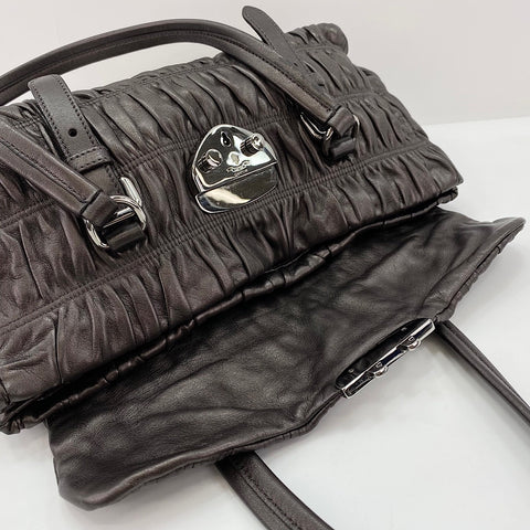 PRADA Handbag leather gray WS32588