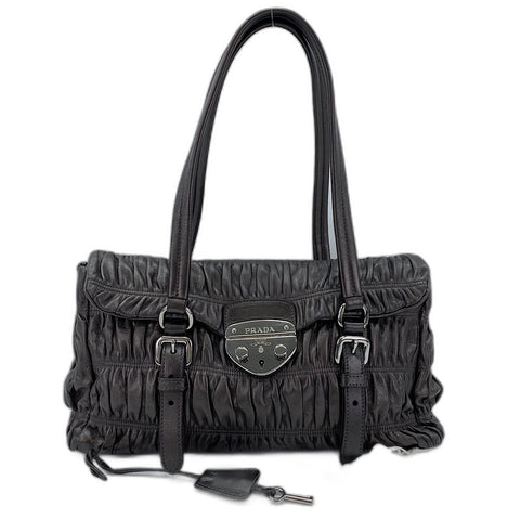 PRADA Handbag leather gray WS32588