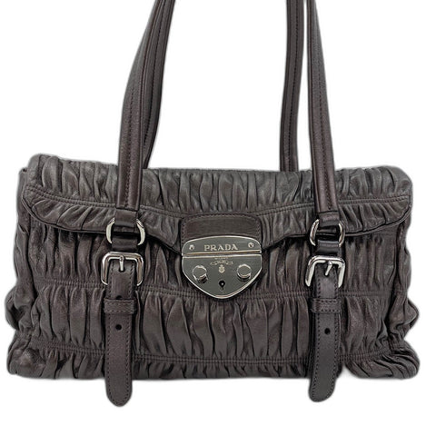 PRADA Handbag leather gray WS32588