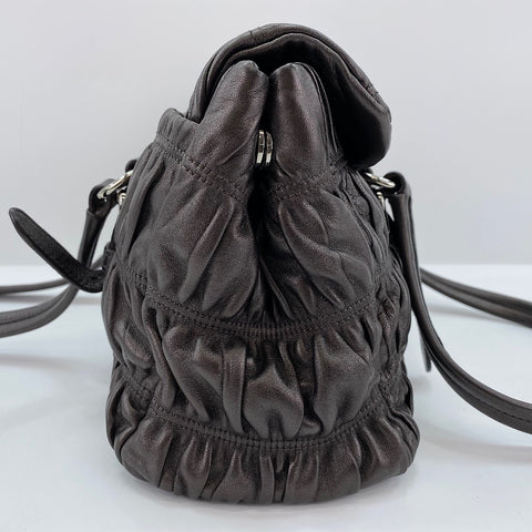 PRADA Handbag leather gray WS32588