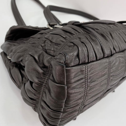 PRADA Handbag leather gray WS32588