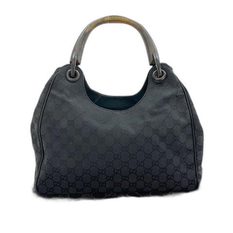 GUCCI Wood handle Shoulder Bag black WS32590
