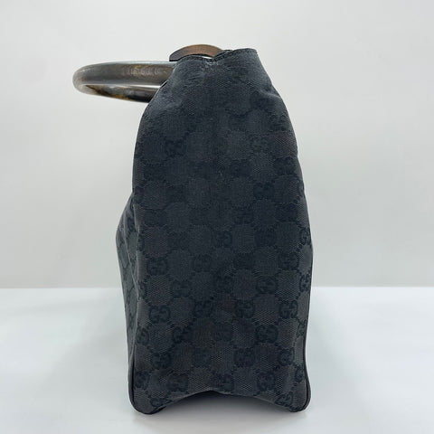 GUCCI Wood handle Shoulder Bag black WS32590