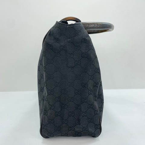 GUCCI Wood handle Shoulder Bag black WS32590