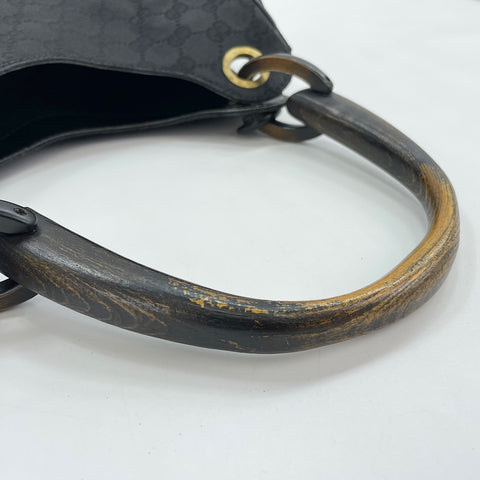 GUCCI Wood handle Shoulder Bag black WS32590