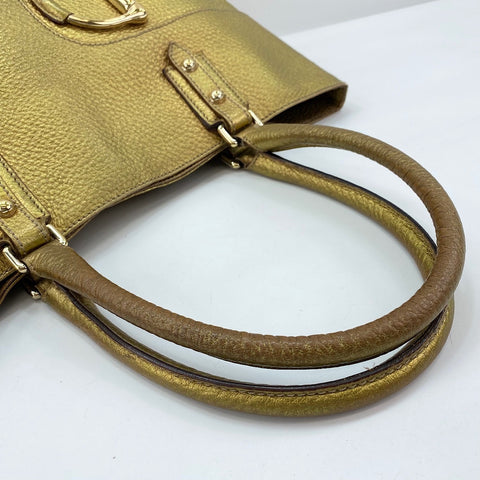 GUCCI Horsebit Handbag leather gold WS32598