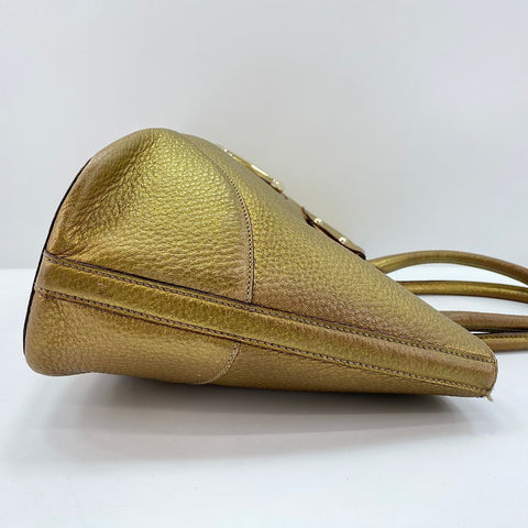 GUCCI Horsebit Handbag leather gold WS32598
