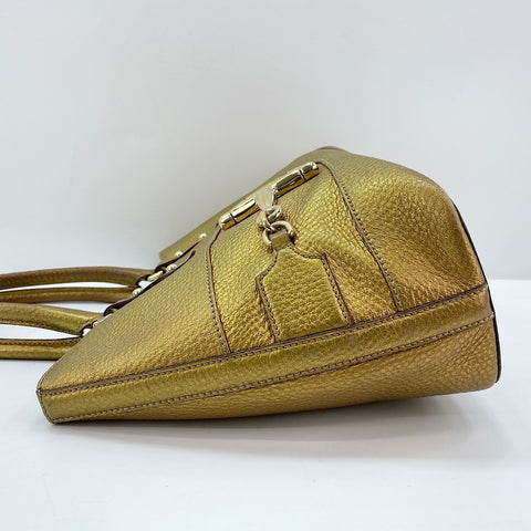GUCCI Horsebit Handbag leather gold WS32598