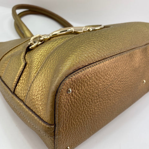 GUCCI Horsebit Handbag leather gold WS32598