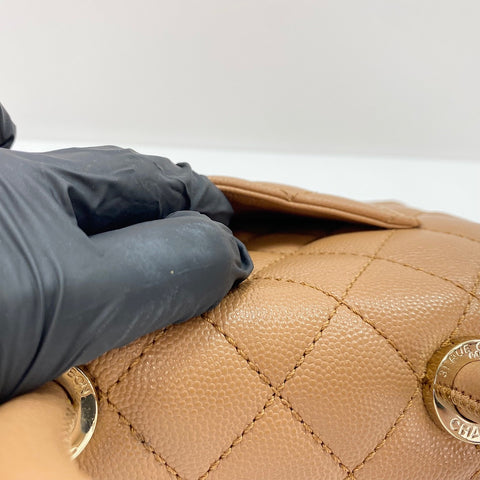 CHANEL Matrasse Handbag Brown WS32607