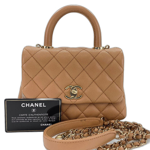 CHANEL Matrasse Handbag Brown WS32607