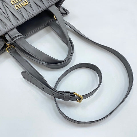 Miu Miu Materasse 2WAY Handbag leather gray WS32613