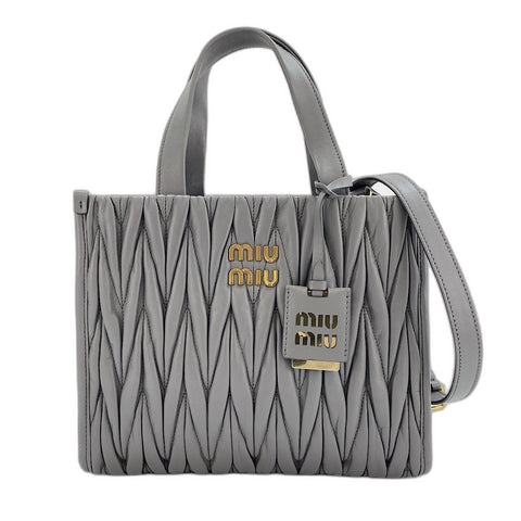 Miu Miu Materasse 2WAY Handbag leather gray WS32613