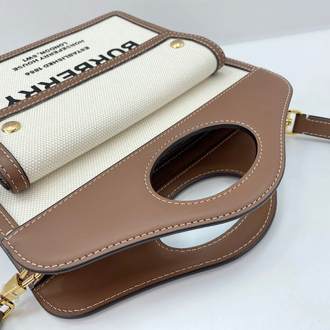 BURBERRY Mini Pocket Bag (2-Way) Handbag canvas Brown WS32614
