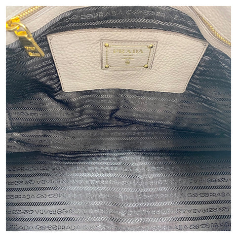 PRADA Vittello Dino 2WAY Tote Bag leather beige WS32616