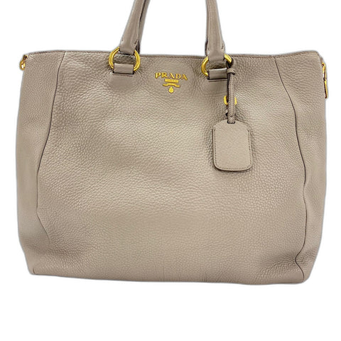 PRADA Vittello Dino 2WAY Tote Bag leather beige WS32616