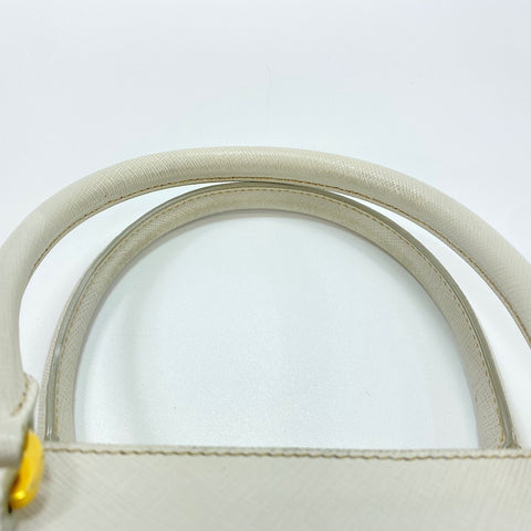 PRADA Galleria Medium 2WAY Handbag leather white WS32617
