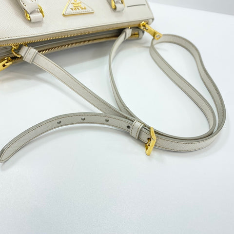 PRADA Galleria Medium 2WAY Handbag leather white WS32617