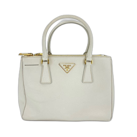 PRADA Galleria Medium 2WAY Handbag leather white WS32617