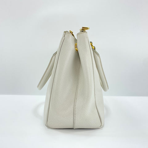 PRADA Galleria Medium 2WAY Handbag leather white WS32617