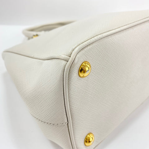PRADA Galleria Medium 2WAY Handbag leather white WS32617
