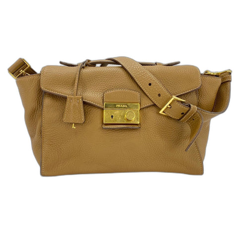 PRADA 2WAY Shoulder Bag leather Brown WS32618