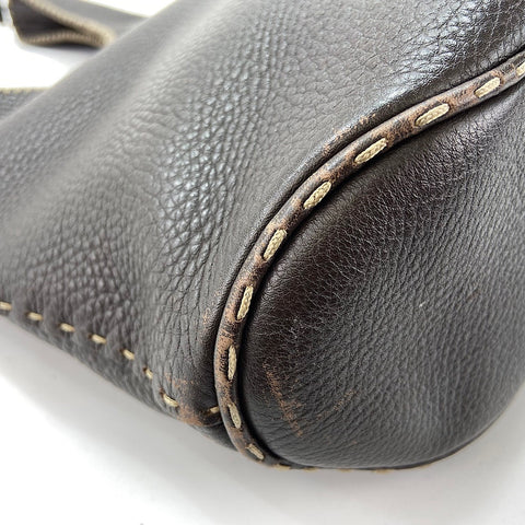 FENDI Celeria Shoulder Bag leather Brown WS32628