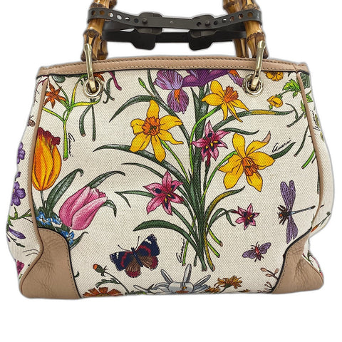 GUCCI Canvas Bamboo Floral 2-Way Handbag canvas multicolor WS32639
