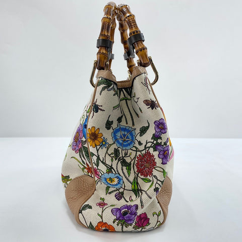 GUCCI Canvas Bamboo Floral 2-Way Handbag canvas multicolor WS32639