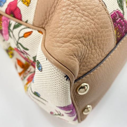 GUCCI Canvas Bamboo Floral 2-Way Handbag canvas multicolor WS32639