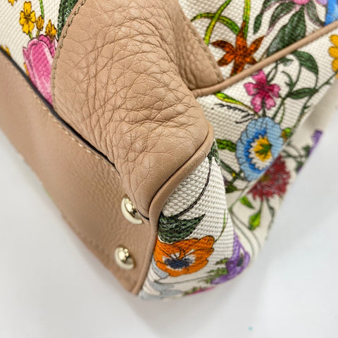 GUCCI Canvas Bamboo Floral 2-Way Handbag canvas multicolor WS32639