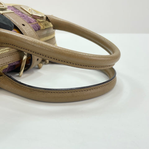 GUCCI Horsebit Handbag Velor beige WS32640