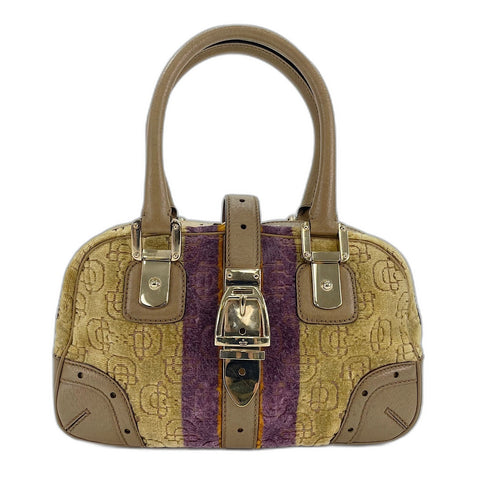 GUCCI Horsebit Handbag Velor beige WS32640