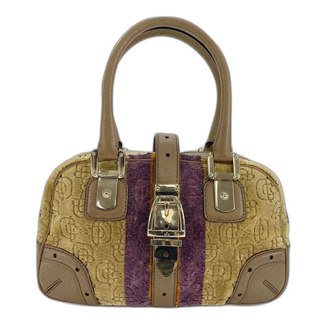 GUCCI Horsebit Handbag Velor beige WS32640